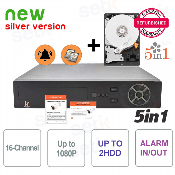 DVR 16 Channels 5in1 AHD / CVI / TVI / IP / ANALOGUE 1080P Alarm