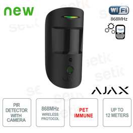 Détecteur de mouvement PIR Ajax avec caméra immunitaire pour animaux de compagnie, 868 MHz, noir