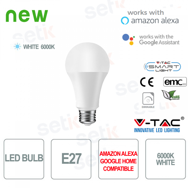 Ampoule LED pour maison intelligente E27 6000K Alexa Google Home V