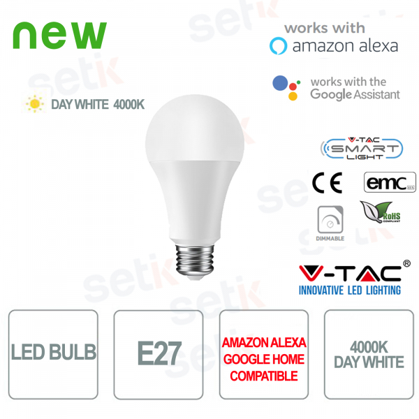 Bombilla LED Smart Home E27 4000K Alexa Google Home V