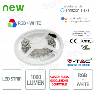 2584 - Ruban LED V-Tac RGB + BLANC Smart 10 WATT 1000lm 60 LED / m Alexa  Google Home 