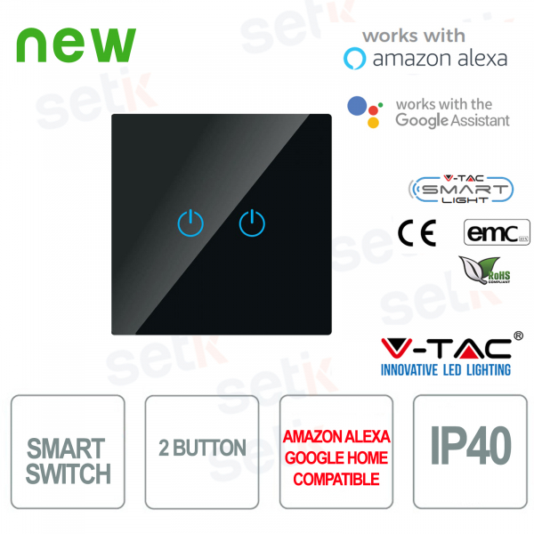 WIFI Touch Switch Smart Home IP40 Alexa Google Home V-TAC B