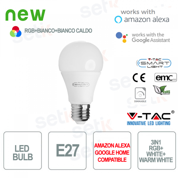 Smart Home LED Birne 3in1 RGB + 2700K + 6400K E27 A60 Alexa Google