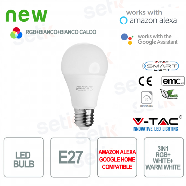Smart Home LED bulb 3in1 RGB + 2700K + 6400K E27 A60 Alexa Google