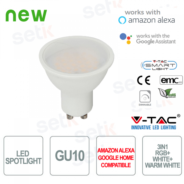 Smart Home 3in1 RGB LED spotlight + 2700K + 6400K GU10 4.5W Alexa Google