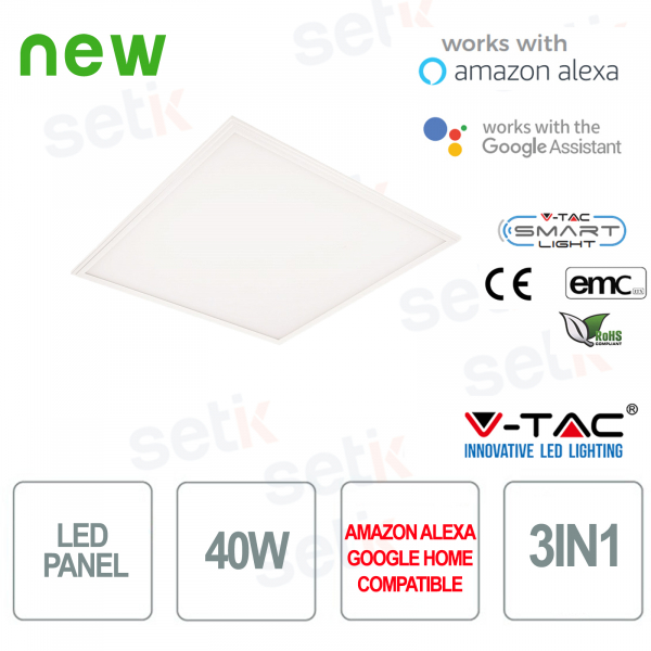Panneau LED 600x600 Smart Home 3in1 40W Alexa Google