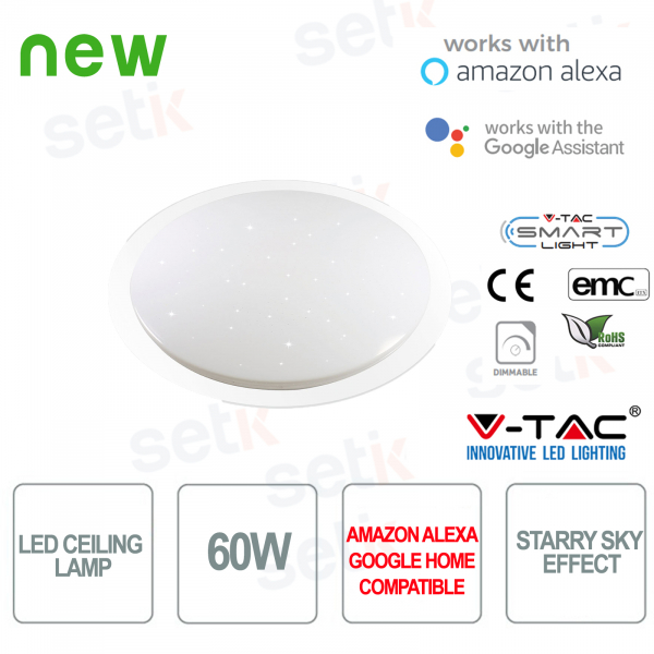 Smart Home 3in1 60W LED Ceiling Light Starry Sky Effect Alexa Google