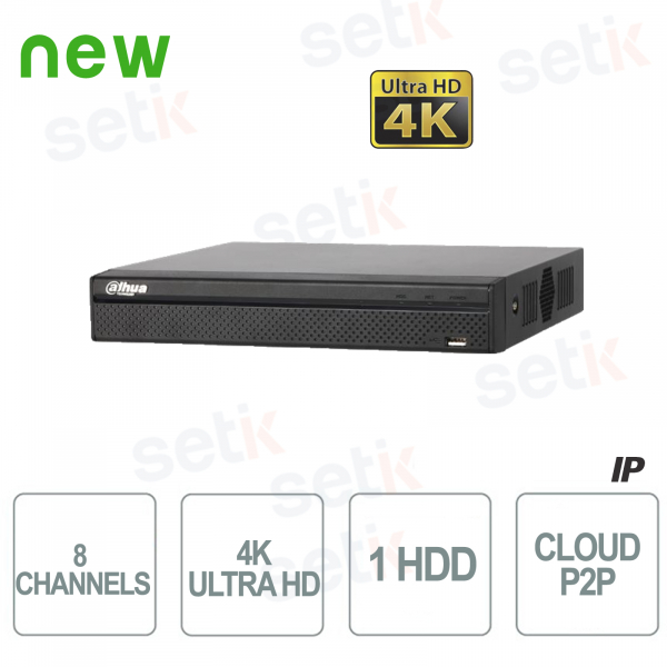 Nvr Dahua Professional IP 8 Channels 12MP 4K Audio 1HDD VGA USB HDMI