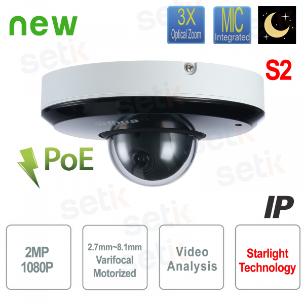 IP Camera PTZ 2MP 3X Starlight IVS Audio PoE Dahua