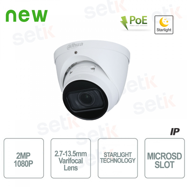 Telecamera IP 1080P Mini Dome Motorizzata H.265 Starlight Onvif PoE - Dahua