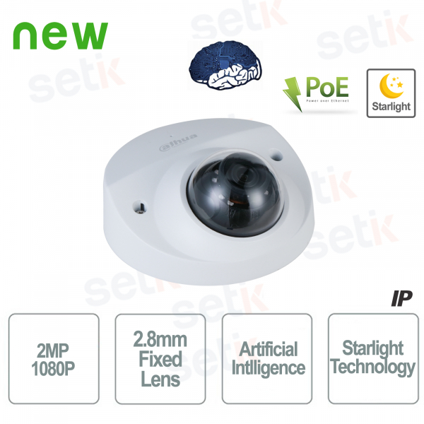 Caméra IP AI ONVIF® PoE 2MP 2,8 mm Starlight