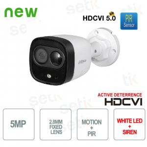 Caméra à lumière blanche de dissuasion active HD CVI 5MP 2,8 mm PIR et sirène Dahua