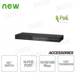Commutateur PoE industriel 16 ports + 4 ports 1 Go + 1 port console Dahua