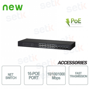 Switch PoE industrial 16 puertos + 4 puertos de 1GB + 1 puerto de consola Dahua