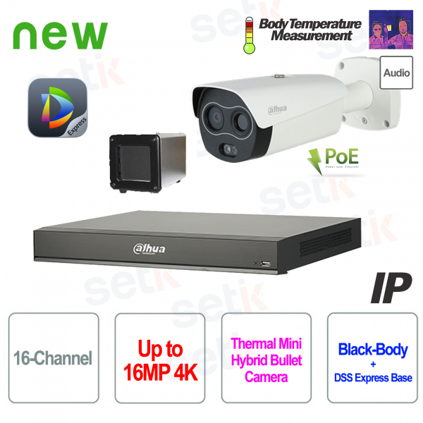 Surveillance vidéo IP Kit de caméra thermique Dahua Mesure du corps + NVR + Base DSS Express