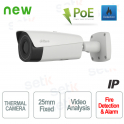Cámara Dahua IP PoE Análisis de video de cámara térmica de 25 mm y alarma contra incen