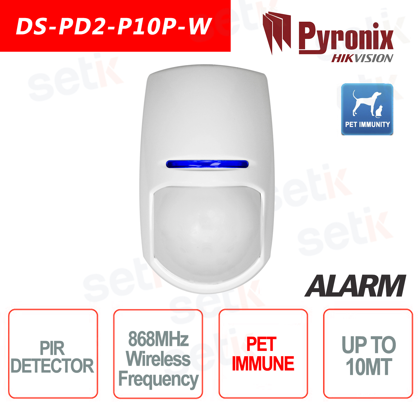 Sécurité Alarme jusqu'à 24 kg Animaux Pyronix KX10DP Dual 10 M Pet Immune Détecteur 