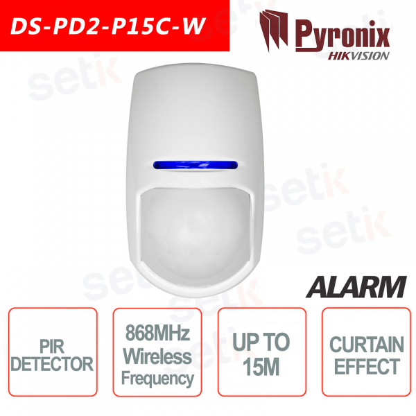 Sensor de movimiento PIR Alarma Efecto cortina Inalámbrico 868MHz Pyronix Hikvision AXIOM HUB