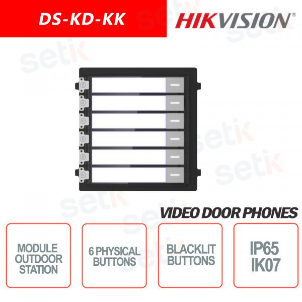 Module d'extension externe 6 boutons physiques rétro-éclairés IP65 IK07 - HIKVI