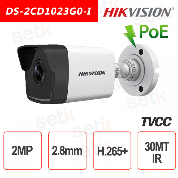 Telecamera Hikvision IP PoE 2.0 MP IR H.265+ Bullet Camera 2MP 2.8mm