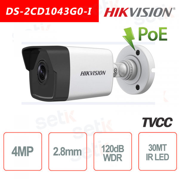 Hikvision IP PoE 4.0 MP IR H.265 Camera + 4MP 2.8mm WDR Bullet Ca
