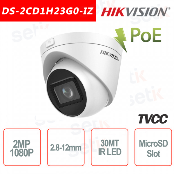 Hikvision IP POE 2.0MP 2.8-12mm IR H.265 + Turret Camera 2MP ca