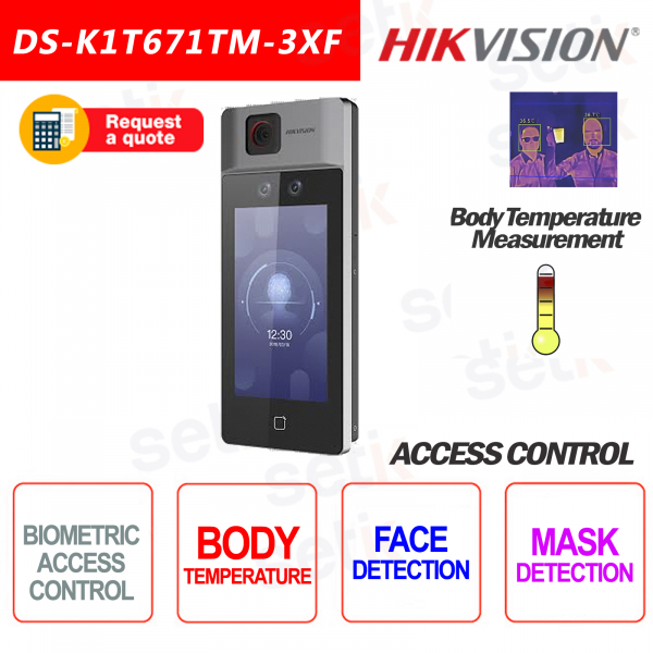 Controllo Accessi Hikvision Riconoscimento Facciale Misurazione Temperatura Mascherina Mifare Card