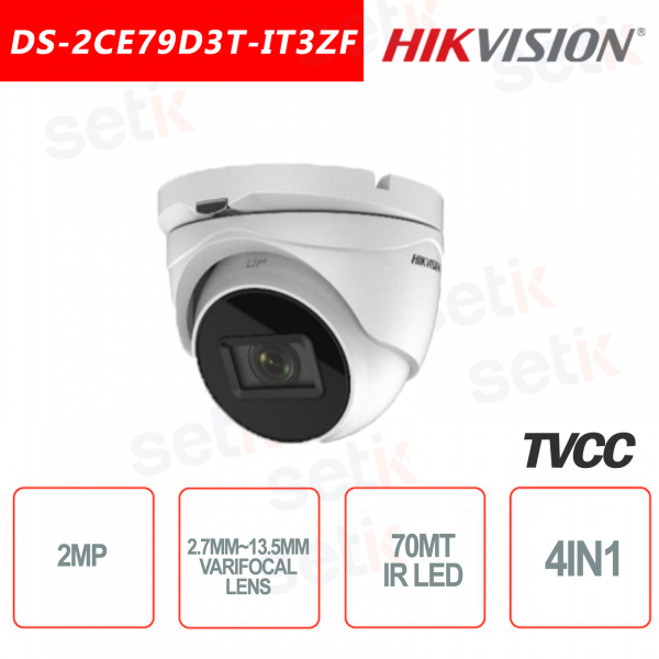 Telecamera Hikvision 2MP Turret Camera HD 4in1 2.7mm ~ 13.5mm IR 70