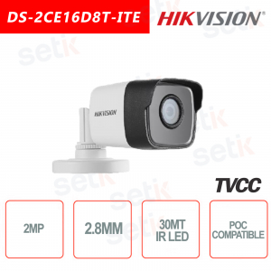 Telecamera Hikvision 2MP Bullet Camera HD Turbo HD-TVI 2.8mm IR POC