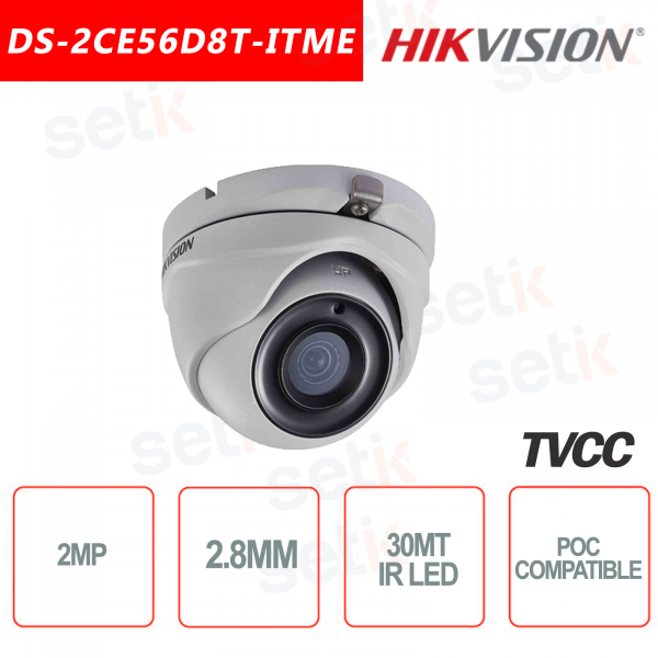 Telecamera Hikvision 2MP Turret Camera HD-TVI 2.8mm IR POC