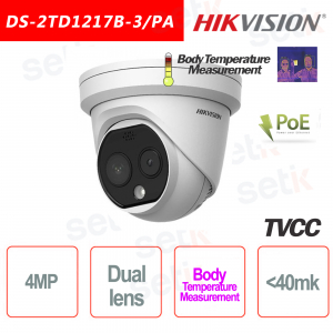 Telecamera Termica Hikvision Bi-spectrum Professionale Turret Camera Misurazione Temperatura Corpo 3mm