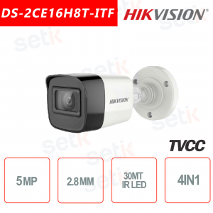 Cámara Bullet Hikvision 5MP HD Turbo HD-TVI 4in1 2.8m