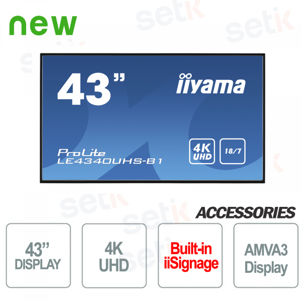 Prolite 43 "UHD 4K Monitor AMVA3 LED Professional IIYAMA Dis