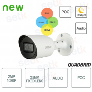 Telecamera HD CVI Bullet 4in1 1080P 2.8mm Audio Starlight IR POC - Dahua