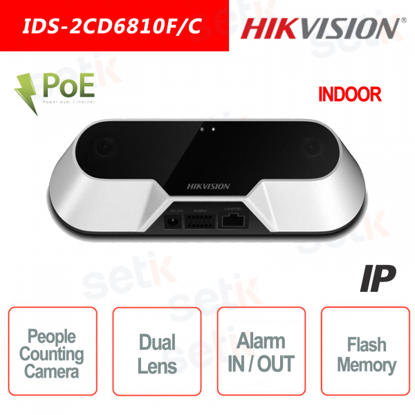 Caméra de comptage de personnes Hikvision IP PoE à double objectif 2 mm intéri