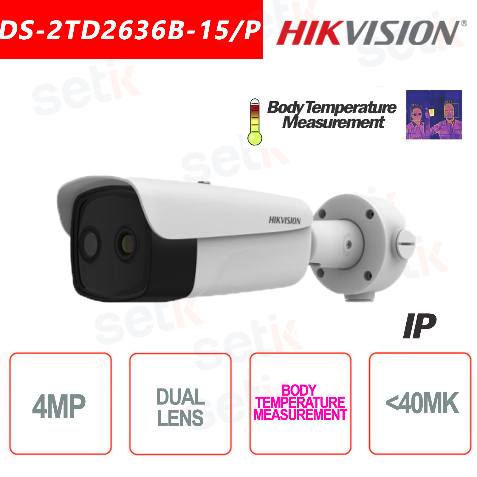 IP PoE Telecamera Hikvision Termica Bullet Misurazione Corporea 40mK