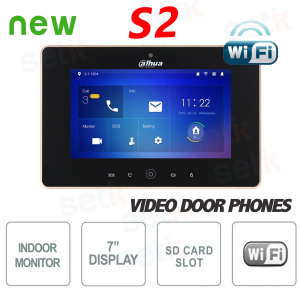 Postazione Interna WiFi Display 7" Touch + Slot MicroSD e Snapshot Versione S2 - Nera - Dahua