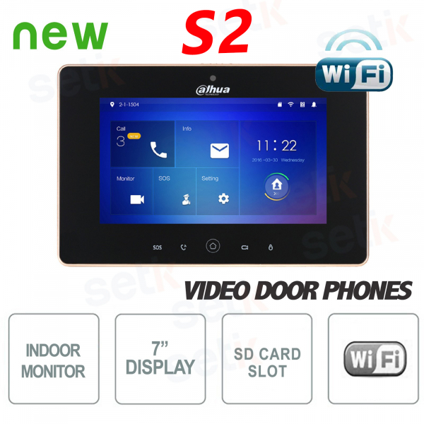 7 "Touch Display WiFi Interne Station + MicroSD-Steckplatz und Snapshot S2 Version - Schwarz - D