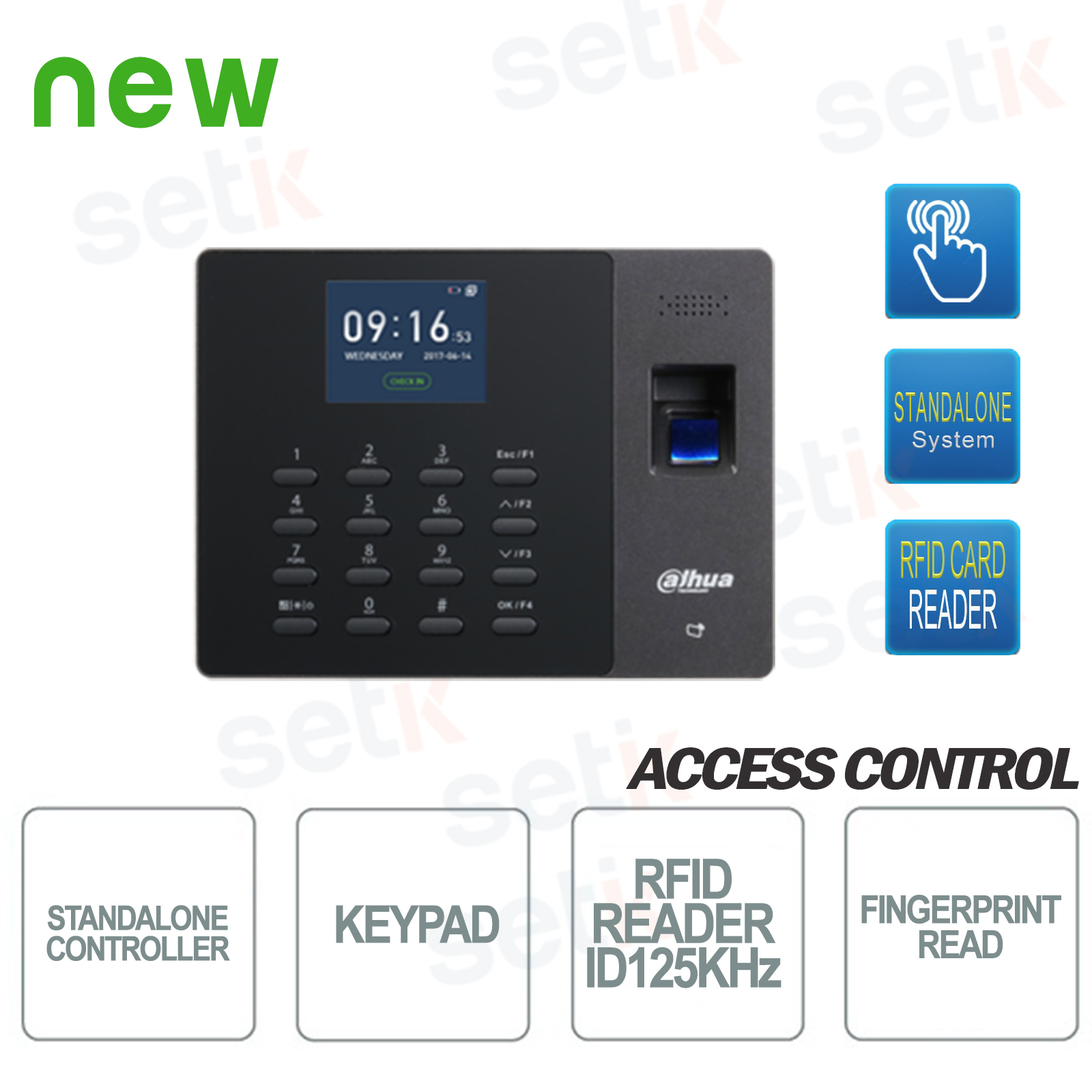 ASA1222G-D - Terminale Biometrico Standalone con lettore RFID ID 125KHz  Dahua 