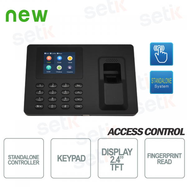 Terminal biométrico autónomo para control de acceso y presencia - Pantalla y teclado de 2,4 pulgadas - D