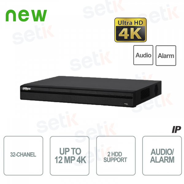 NVR IP 32 Canali 4K Ultra-HD 12Mpx 320Mbps H.265 - Serie Pro - Dahua