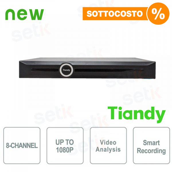 NVR 8 canales 1080P 2HDD Análisis de video y grabación inteligente - Tiandy
