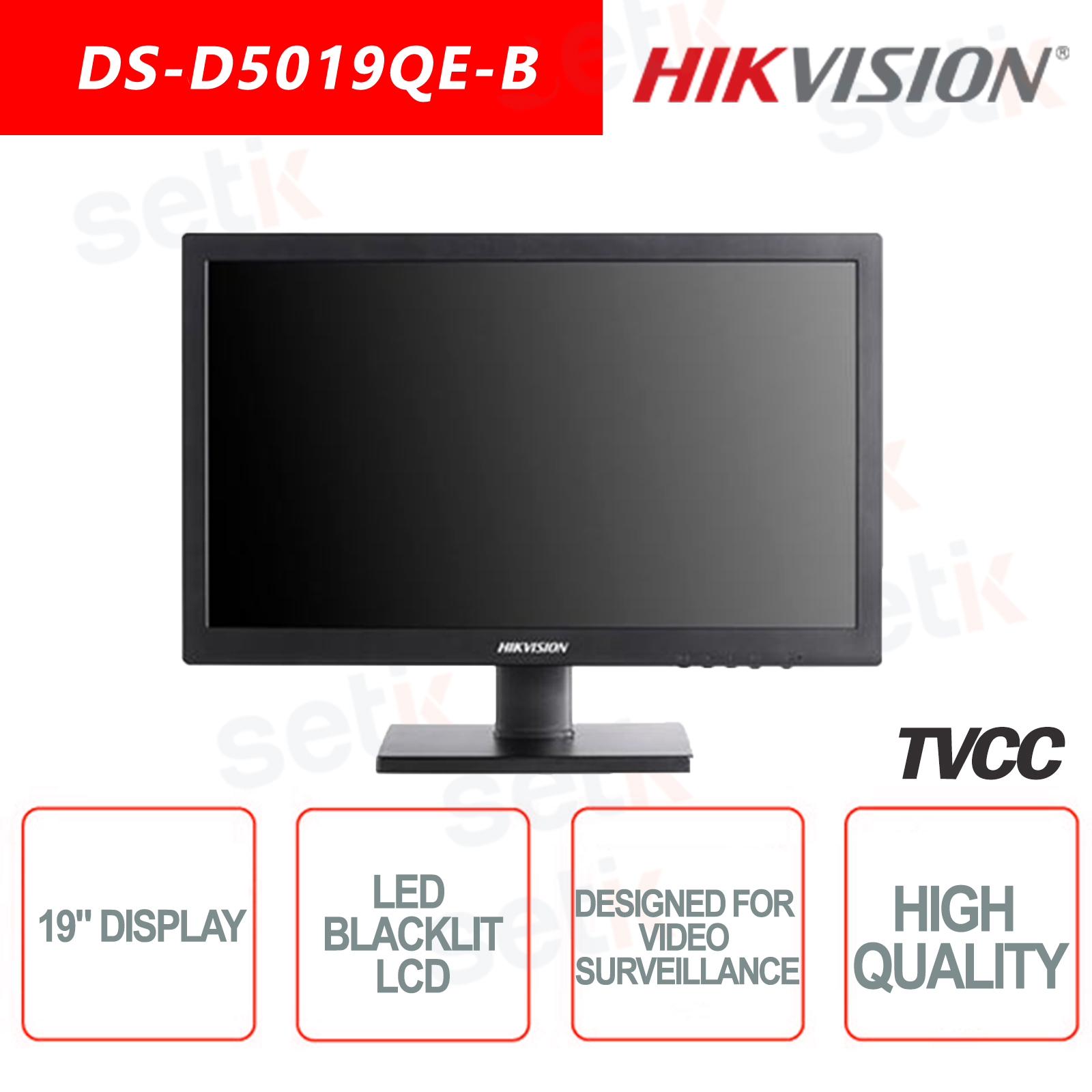 DS-D5019QE-B - Monitor retroiluminado Hikvision de 19 con ajuste de al 
