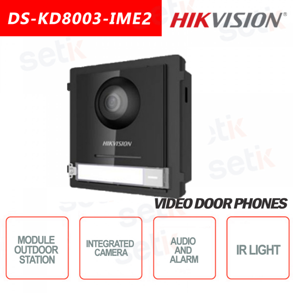Caméra 2MP Fish Eye Station Extérieure Bifilar 2 Fils + ALARME IP65 AUDIO - HIKVISION