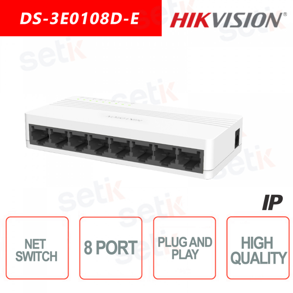 Hikvision 8 Port 10/100 Mbps Ethernet Switch Commutateur de ré