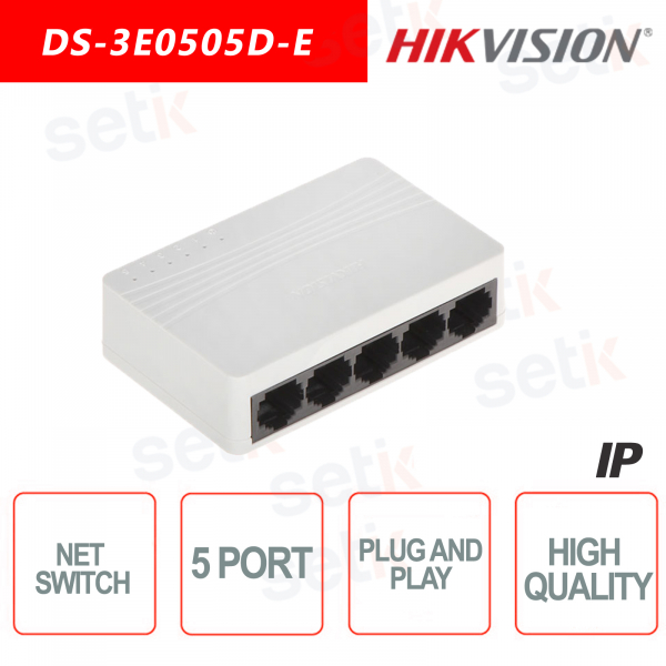 Switch Hikvision 5 Porte 10 / 100 / 1000 Mbps Ethernet Switch rete