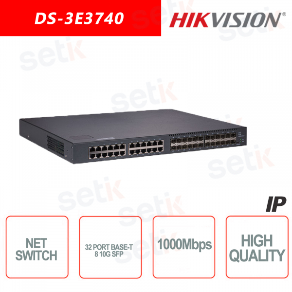 Switch Hikvision 32 Porte 10/100/ 1000 BaseT + 8 Porte 10G SFP