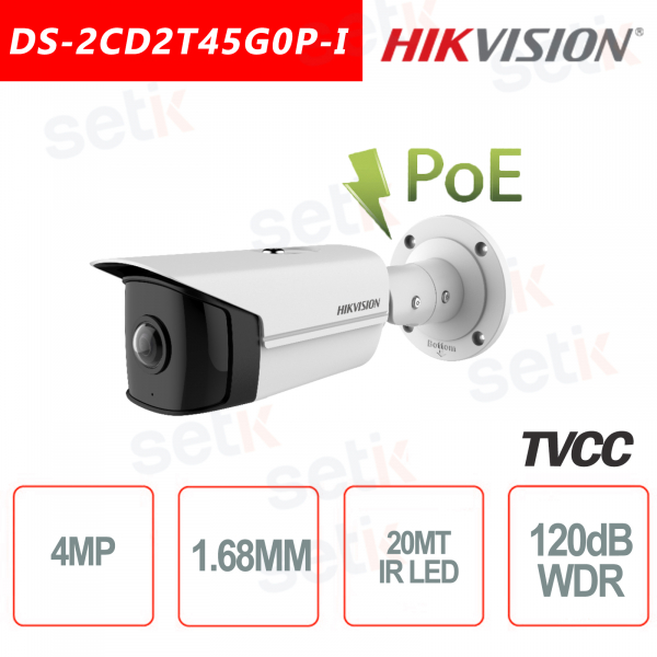 Hikvision IP PoE 4.0 MP IR H.265 + 1.68mm Bullet Camera 4MP
