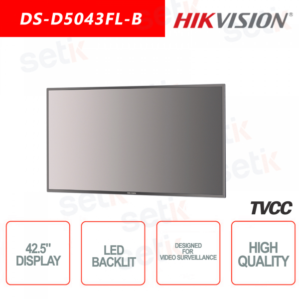 Hikvision 42,5-Zoll-Monitor mit Hintergrundbeleuchtung - Lautsprecher - Geeignet für die Videoüberwac