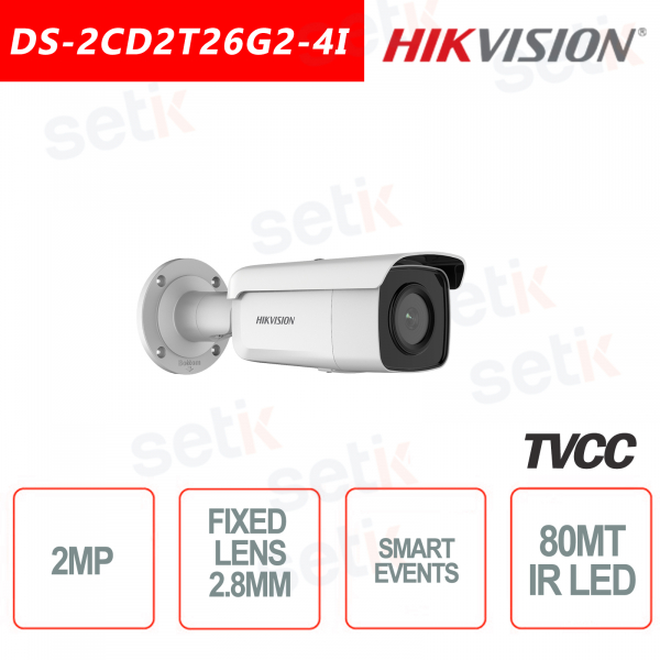 Hikvision IP POE 2.0MP 2.8mm IR H.265 + Artificial Intelligence Bullet Camera 2MP ca